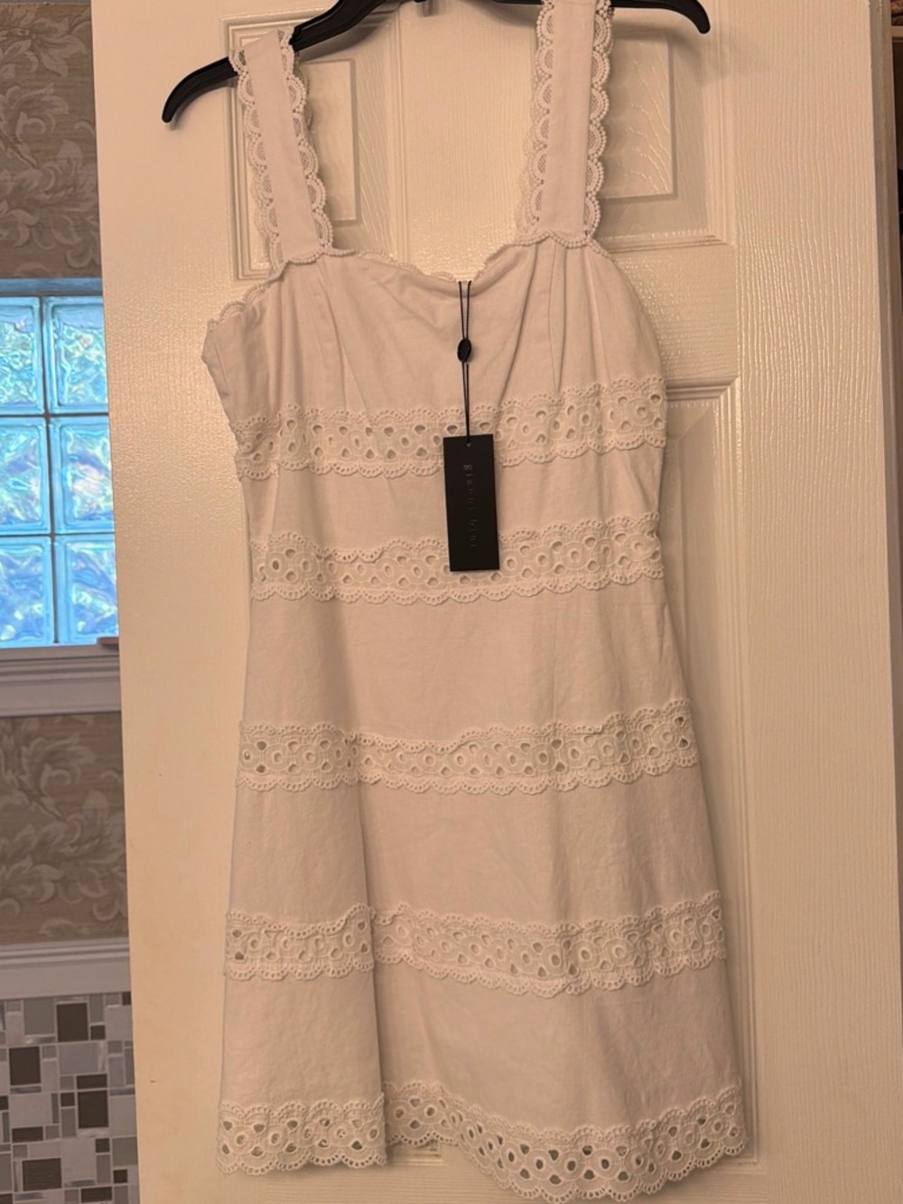 Eyelet Lace White Sundress with Scalloped Straps